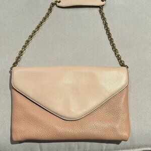 I Crew Two Tones Of Pink Shoulder Bag With Muted Gold Chain Link Strap